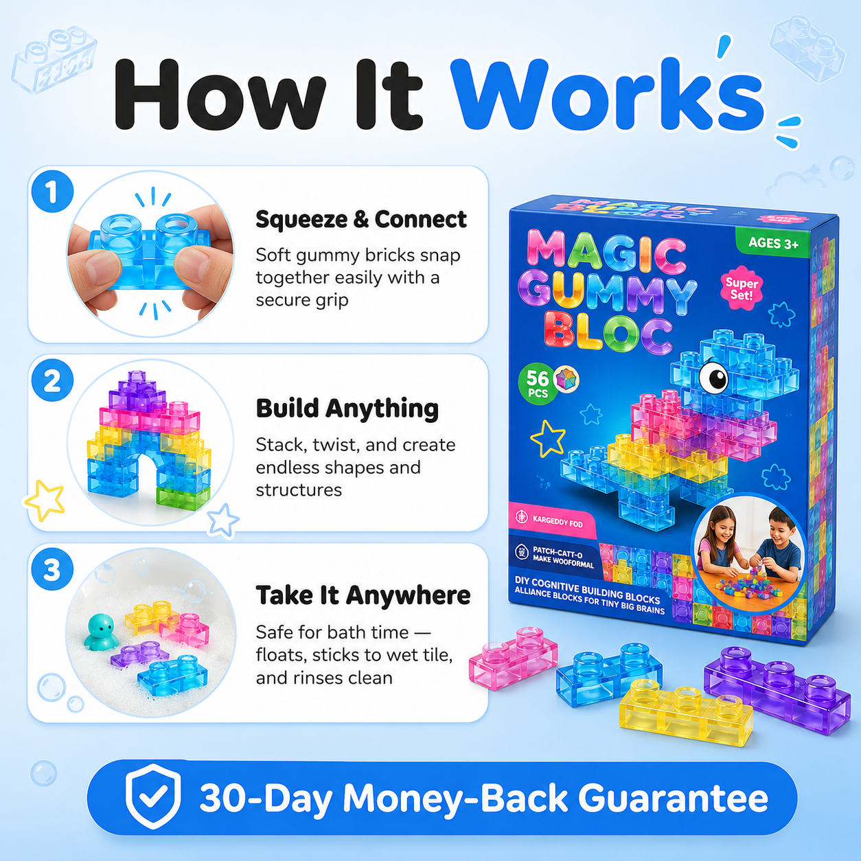 Magic Gummy Bloc™ – soft sensory building blocks for kids
