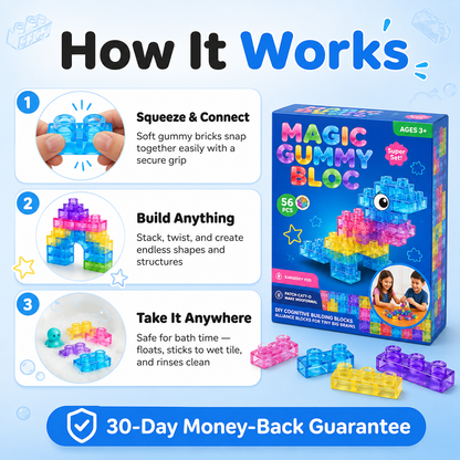 Magic Gummy Bloc™ – soft sensory building blocks for kids